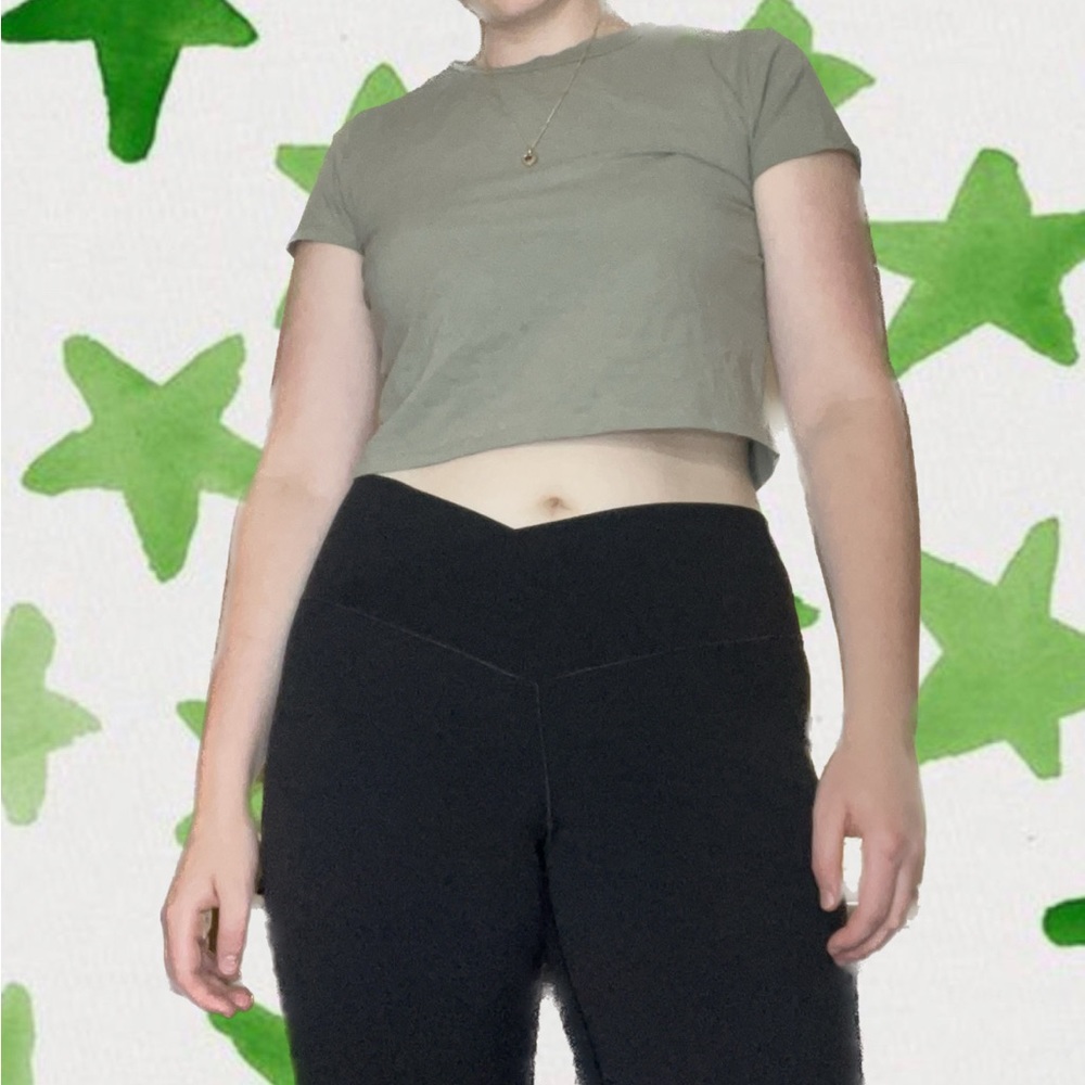 Sage green H&M divided cropped top tee shirt